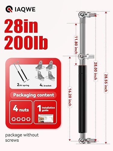 Miniatura 2 de Amortiguadores de gas de 28 pulgadas, 200 libras890N, soporte de elevación para cubierta de lancha, caja de herramientas resistente, tapa, cubo de