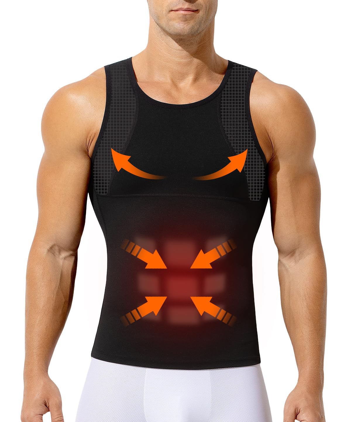 Casey Kevin Shapewear męska elastyczna koszulka kompresyjna do wyszczuplającego brzucha, bez rękawów, koszulka kompresyjna, koszulka sportowa