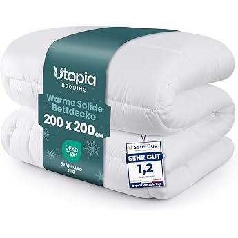Utopia Bedding Duvet 200 x 200 cm All-Year Duvet 370 GSM Filling Breathable Sleeping Blanket Quilt Super Soft Cuddly White