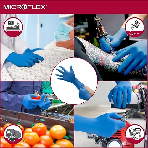Miniatura 4 de Ansell MICROFLEX SafeGrip SG-375 - Guantes de examen estándar, talla L, color azul (caja de 500)