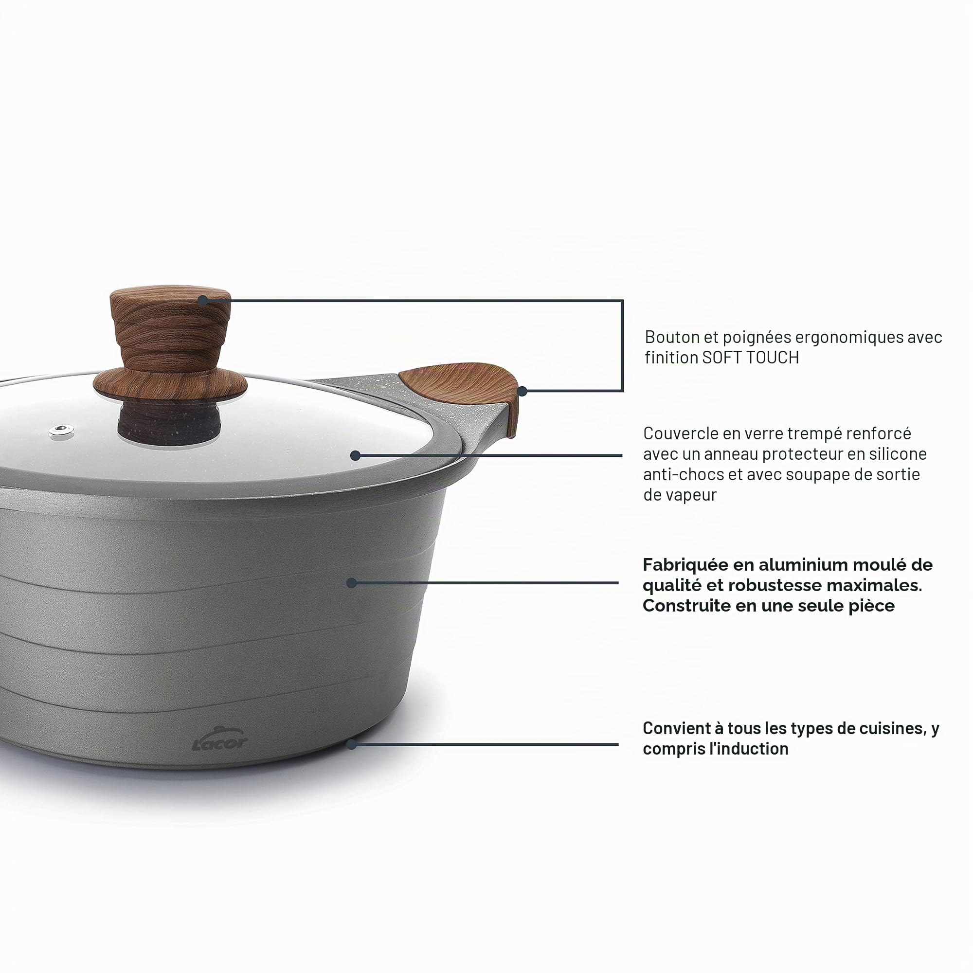 LACOR 27324 – Poêle Aluminium, Couleur Gris