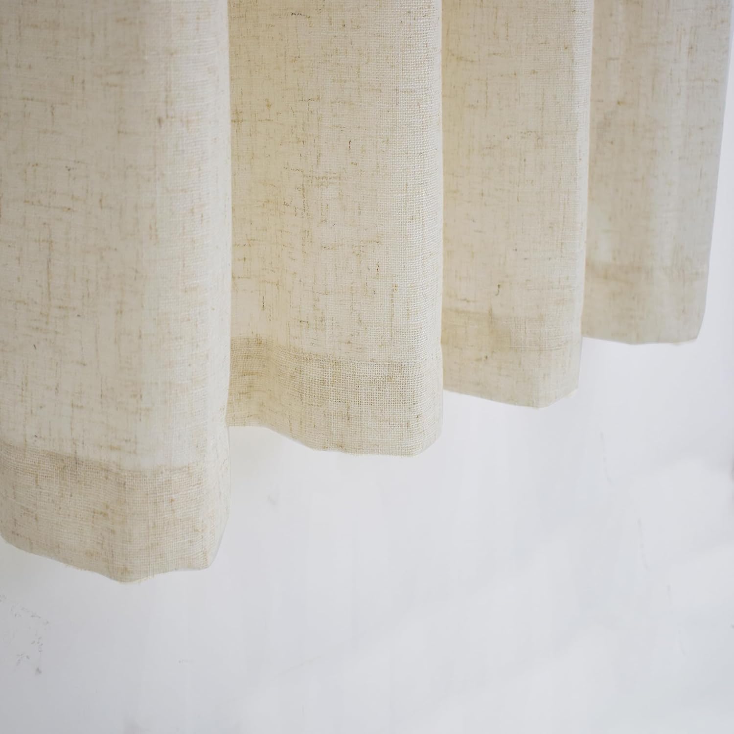 Beige Sheer Tier Curtains 24 inch Natural Crude Linen Textured Short Small Mini Cafe Kitchen Curtains over Sink Vintage Rustic Farmhouse Cabinet Caravan Door Bathroom 2 Panelss Rod Pocket 34"x24"
