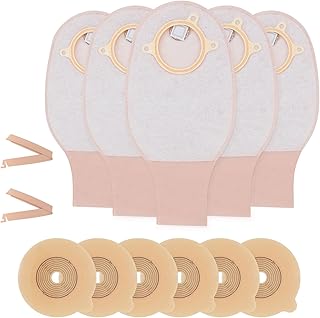 Heagimed 22pcs Ostomy Supplies Colostomy Bags, Two Piece Ostomy Bags with Clamp Closure, 15-55mm Cut-to-Fit Drainable Ostomy Pouch for Ileostomy Stoma Care (16 x Colostomy Bags+6 x Barrier+2 x Clamp)