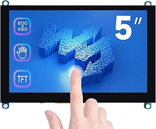 waveshare 5inch Capacitive Touch Screen LCD (H) HDMI Display 800×480 Compatible with Raspberry Pi 4B/3B+/3A+/3B/2B/1B+/1A+/Zero 2 W/Zero W/Zero Jetson Nano PC and Game Console