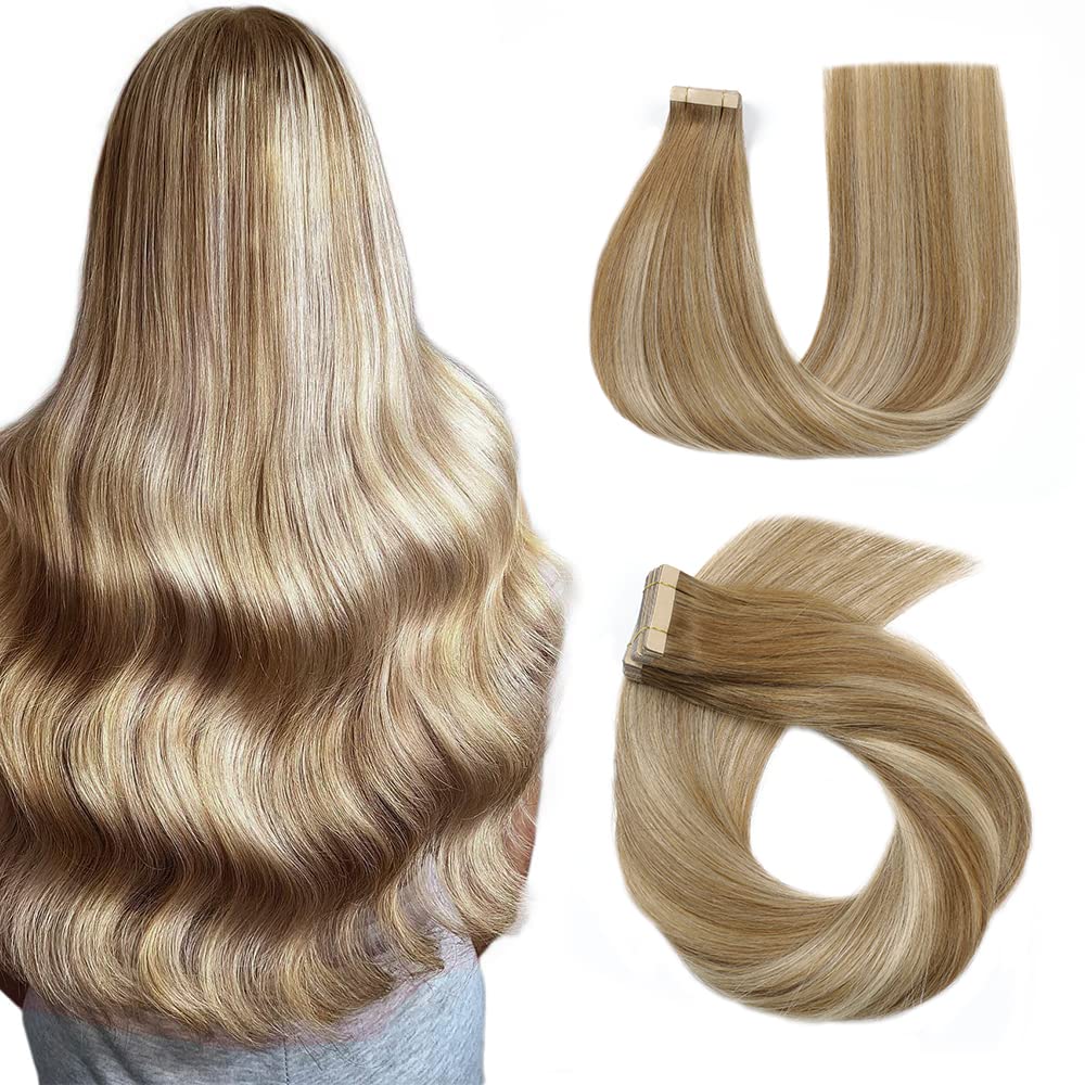 HotLulana Extension Capelli Veri Biadesivo Ombre Capelli Adesive Castano  Chiaro Mix Biondo Scuro Remy Tape in Hair Extension Adesive Seamless Skin  Weft Hair Extension 20 Pieces 50 g 20 Pollici (50 cm) – BigaMart, image size:1000x1000