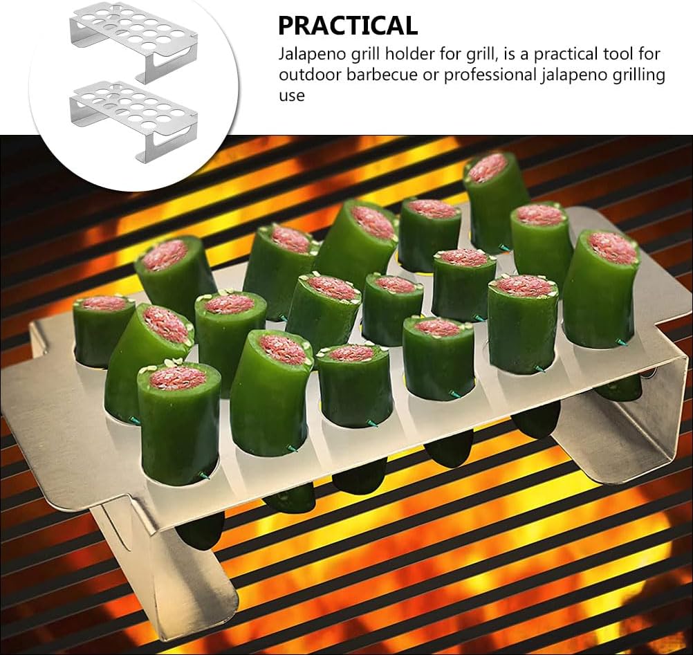 2pcs Chili Grill Chicken Drumstick Holder Chili Rack with Handle Chili Pepper Holder Fish Grilling Rack for Grill Jalapeno Peppers Chipotle Grill Rack Oven Grill Rack Roasting Rack