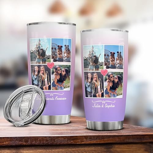 Miniatura 6 de Wassmin Vaso personalizado con texto de imagen, acero inoxidable, 20 onzas, 30 onzas, taza de viaje aislada con imágenes, fotos, regalos para