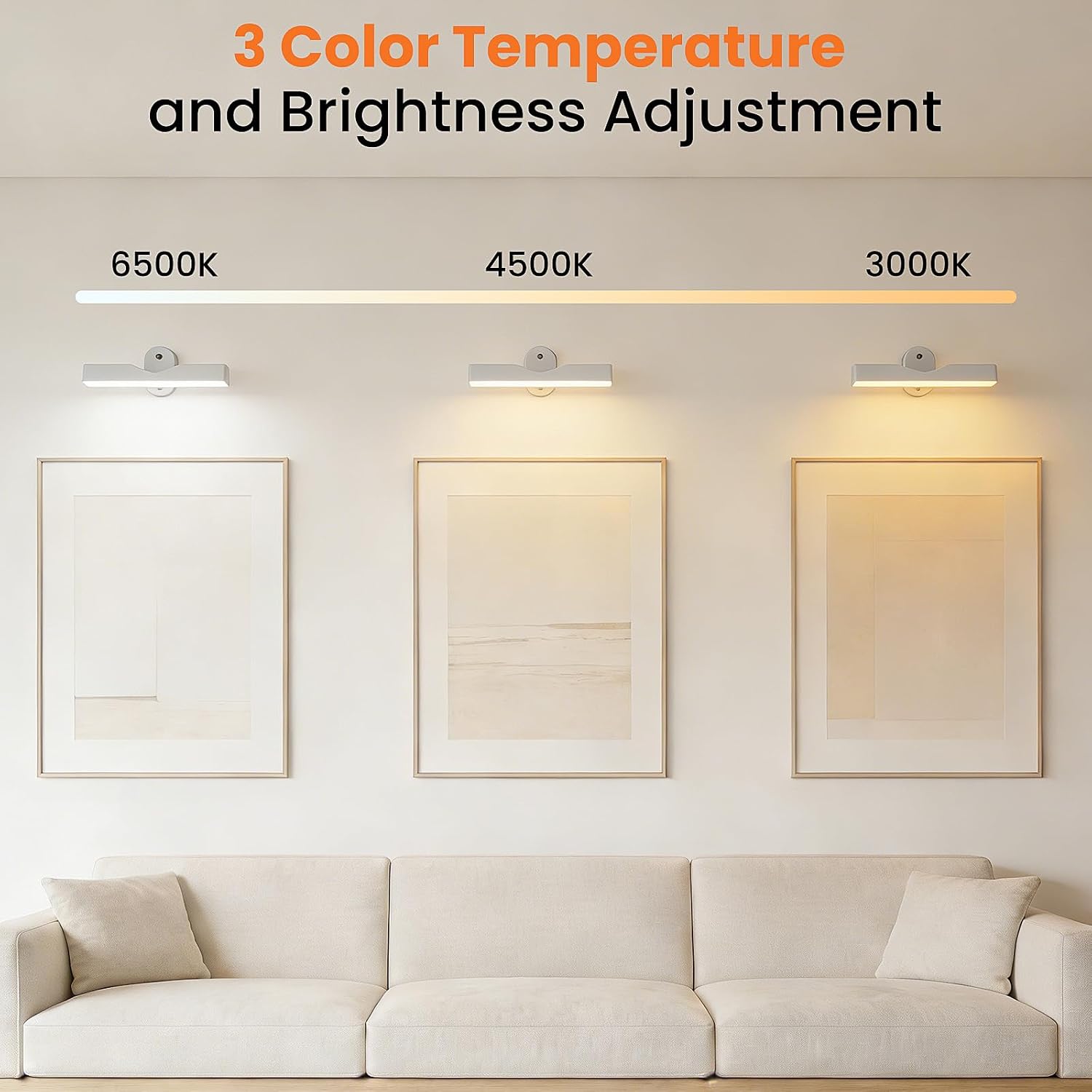 Battery Operated Wall Sconces Set of 2,Rechargeable Wall Lights 3 Color Temps & Remote and Touch, 360° Magnetic Rotation Dimmable Cordless Lamp for Bedroom Bathroom Mirror Reading Bedside