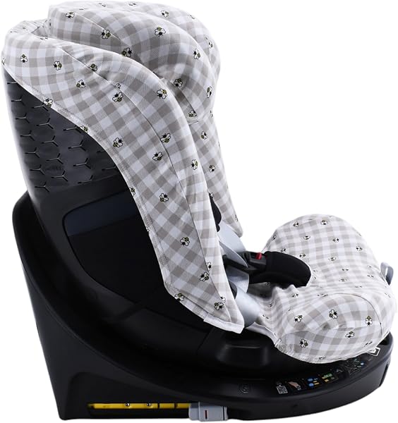 JYOKO Funda Compatible con Maxi-Cosi Emerald 360 S i-Size Hecha con algodón orgánico – Ajuste preciso y Tejido Transpirable para Mayor Confort. Estampado Picnic Vichy. - 3