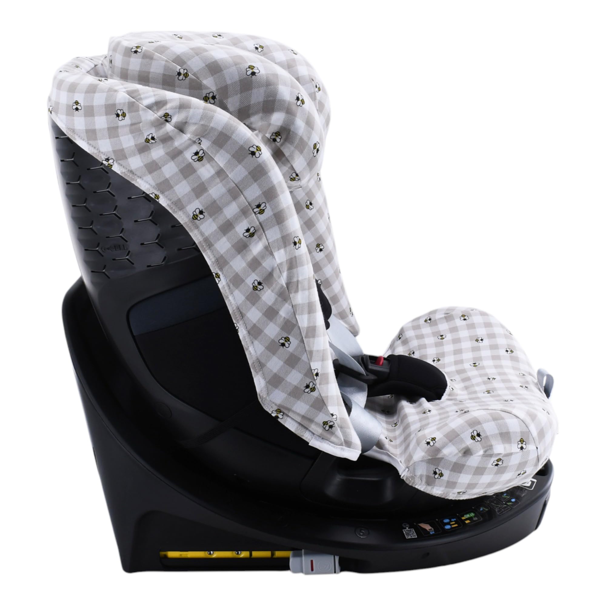 JYOKO Funda Compatible con Maxi-Cosi Emerald 360 S i-Size Hecha con algodón orgánico – Ajuste preciso y Tejido Transpirable para Mayor Confort. Estampado Picnic Vichy.