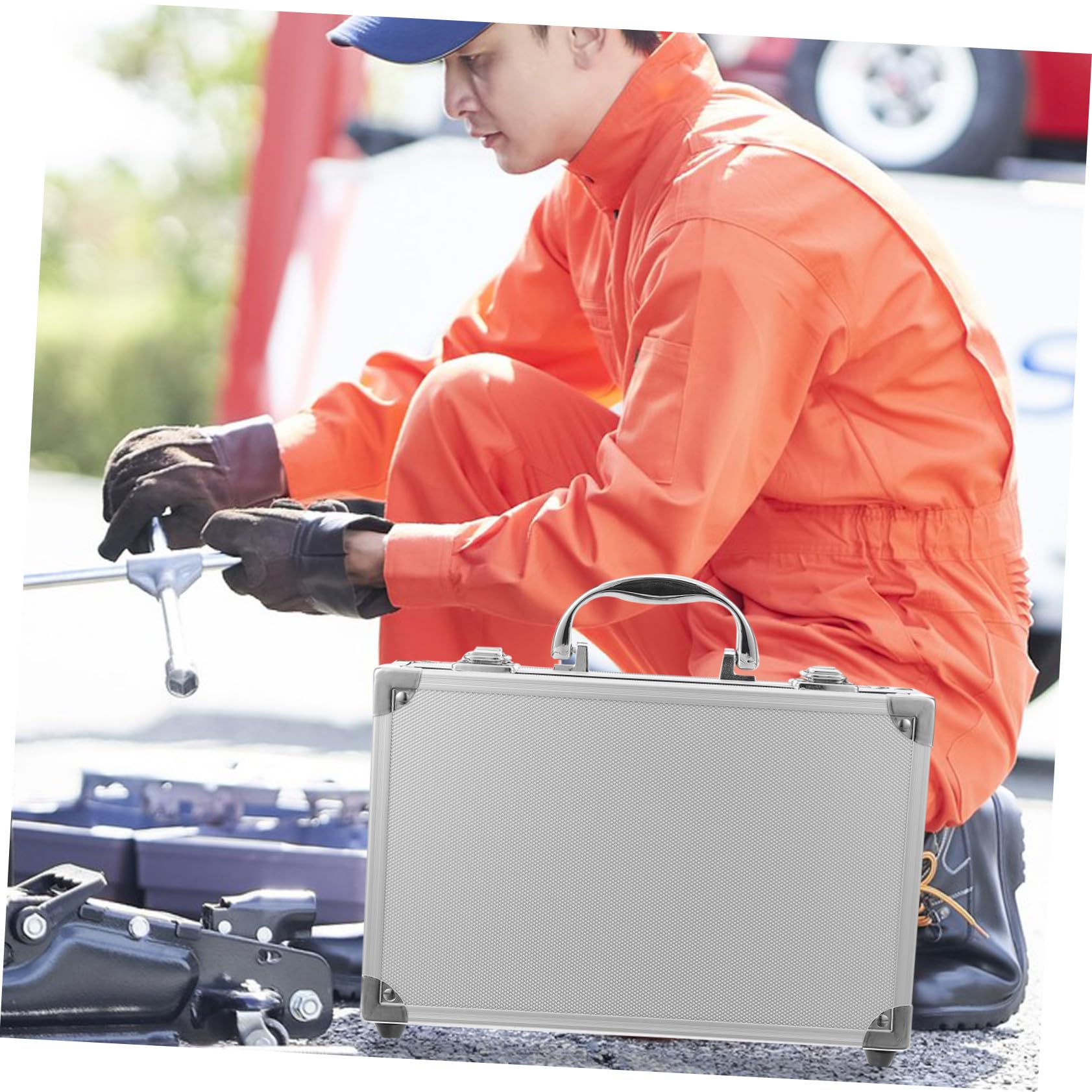 Cassetta Attrezzi Portatile in Alluminio Organizer Maneggevole per Auto Casa e Sport Outdoor Scatola Rigida Resistente e Leggera per Trasporto Sicuro degli Attrezzi