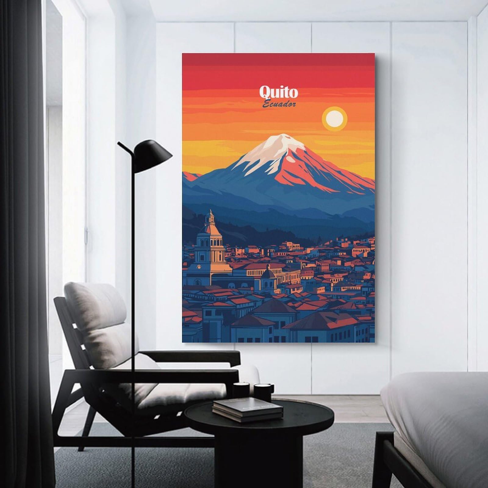 Junmoney Canvas Wall Decor Quito, Ecuador Skyline, 20x30inch(50x75cm), for Bedroom, Guest Room Or Reading Nook, Decorative Wall Art for Cosy Rooms