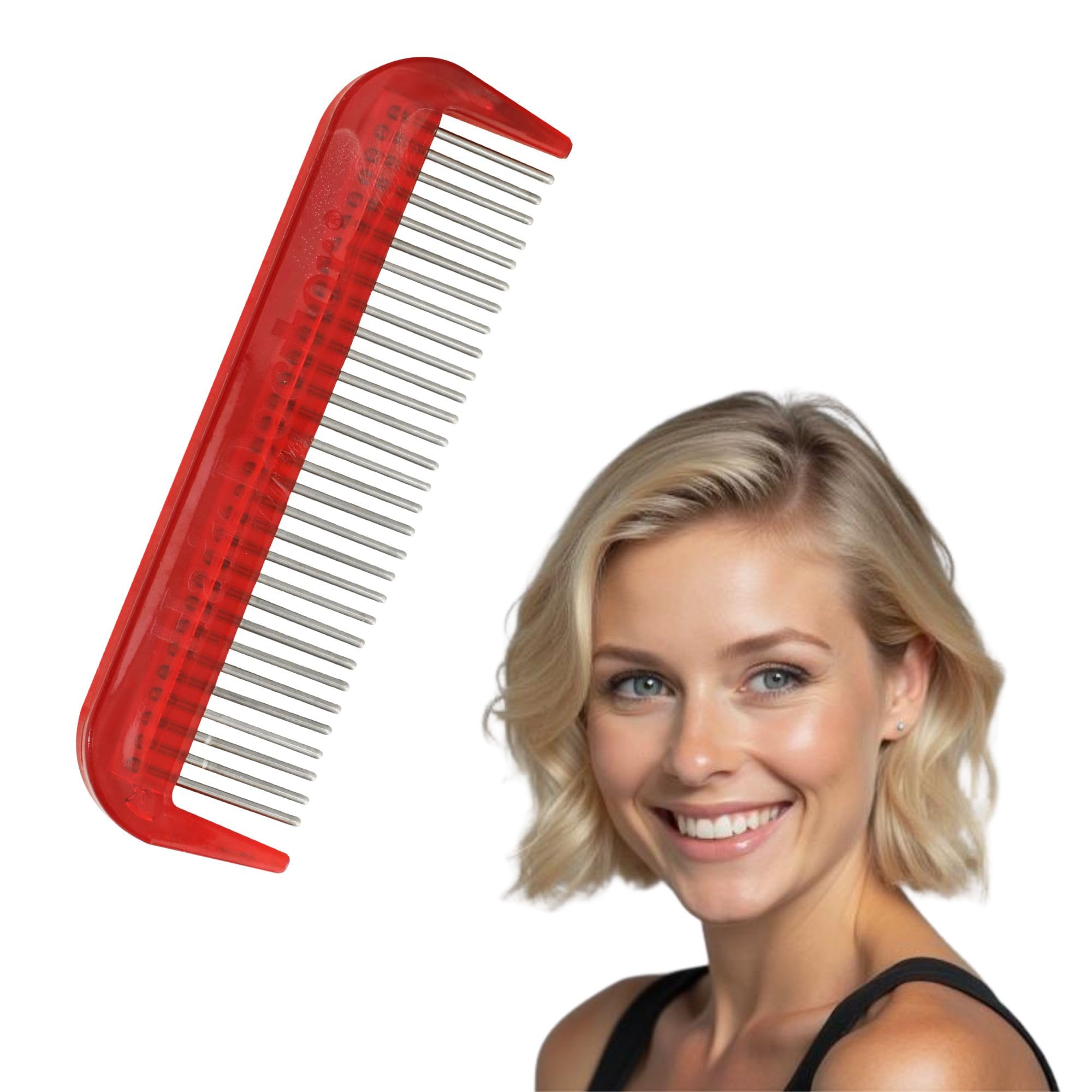 4" Mini Comb with Silky Smooth Rotating Teeth Reduces Hair Breakage and Hair Loss (4" Red)