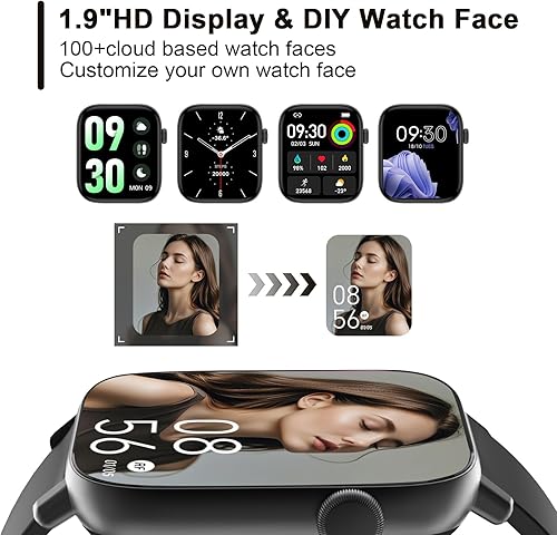 Miniatura 5 de Reloj inteligente para hombres y mujeres de 1.9 pulgadas, compatible con teléfonos Android, compatible con iPhone, Samsung, Android, IP68,