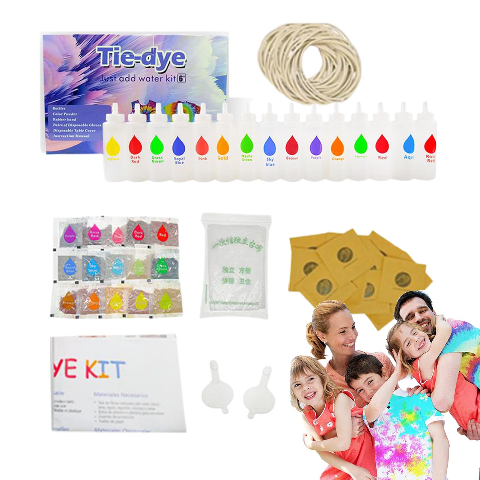 Tie Dye Kit | Kleidung Färbewerkzeug Set - Stoff Tie Dye Kits | für Quilts Leinwand Schuh Hüte Anfänger Experte Schule Zuhause Familie