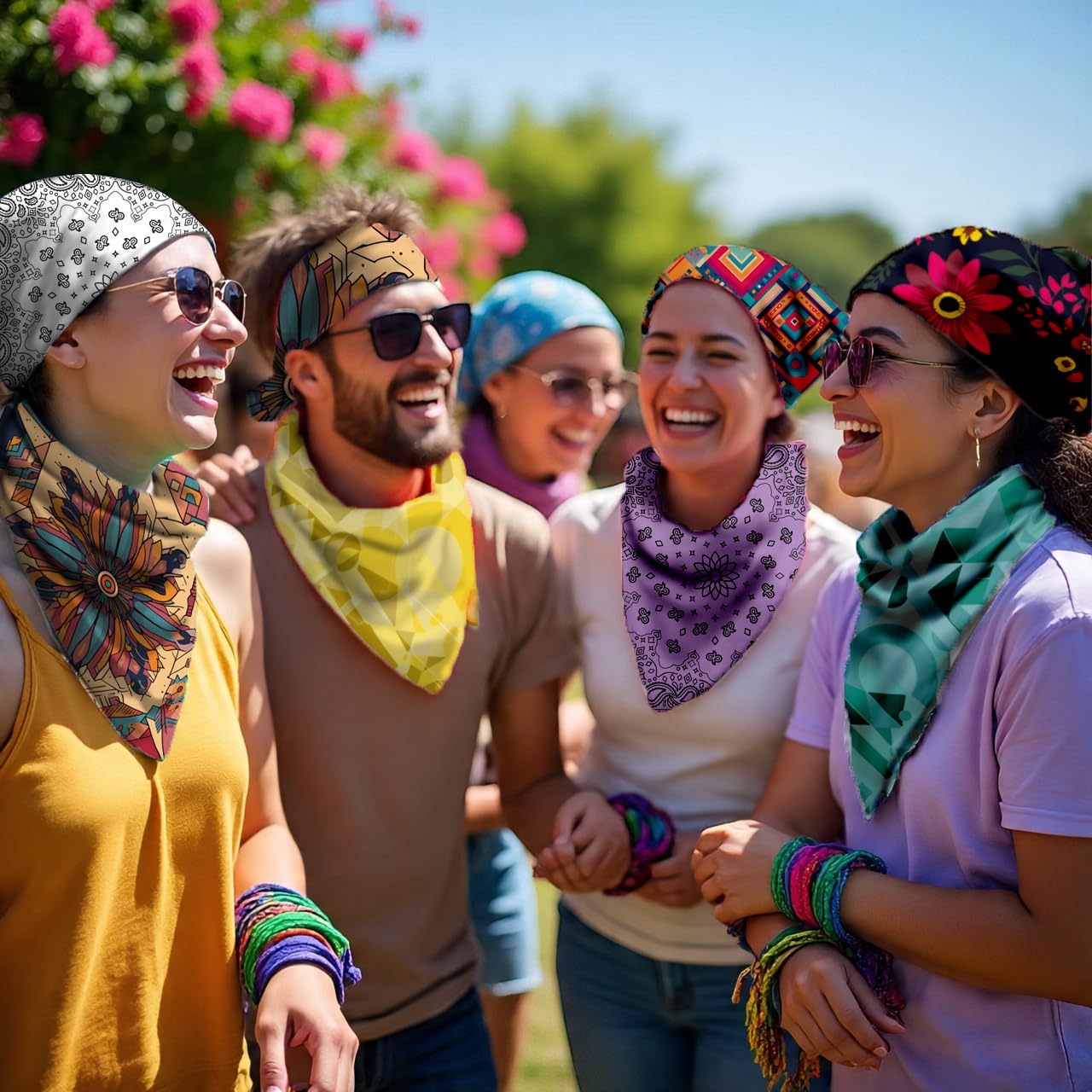 Bandana Mujer Hombre Cuello Motero Rockero Pañuelos Cabeza de poliester Personalizados