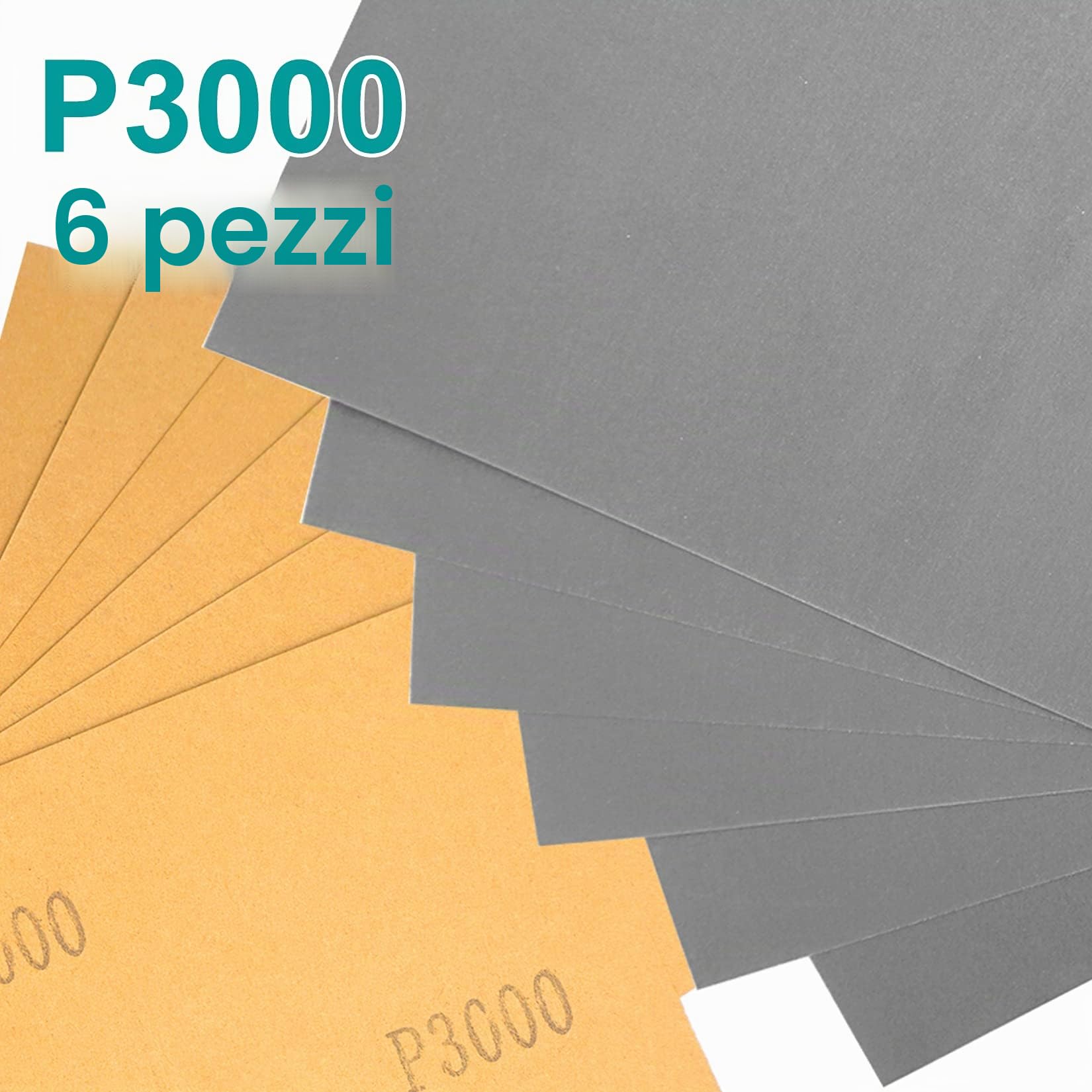 Akuoly 30 pezzi di carta abrasiva con grana 2500, 3000, 5000, 7000 e 10000 fogli di sabbiatura per auto, mobili in legno, pietra, vernice, metallo, vetro, 9,3x23 cm per foglio