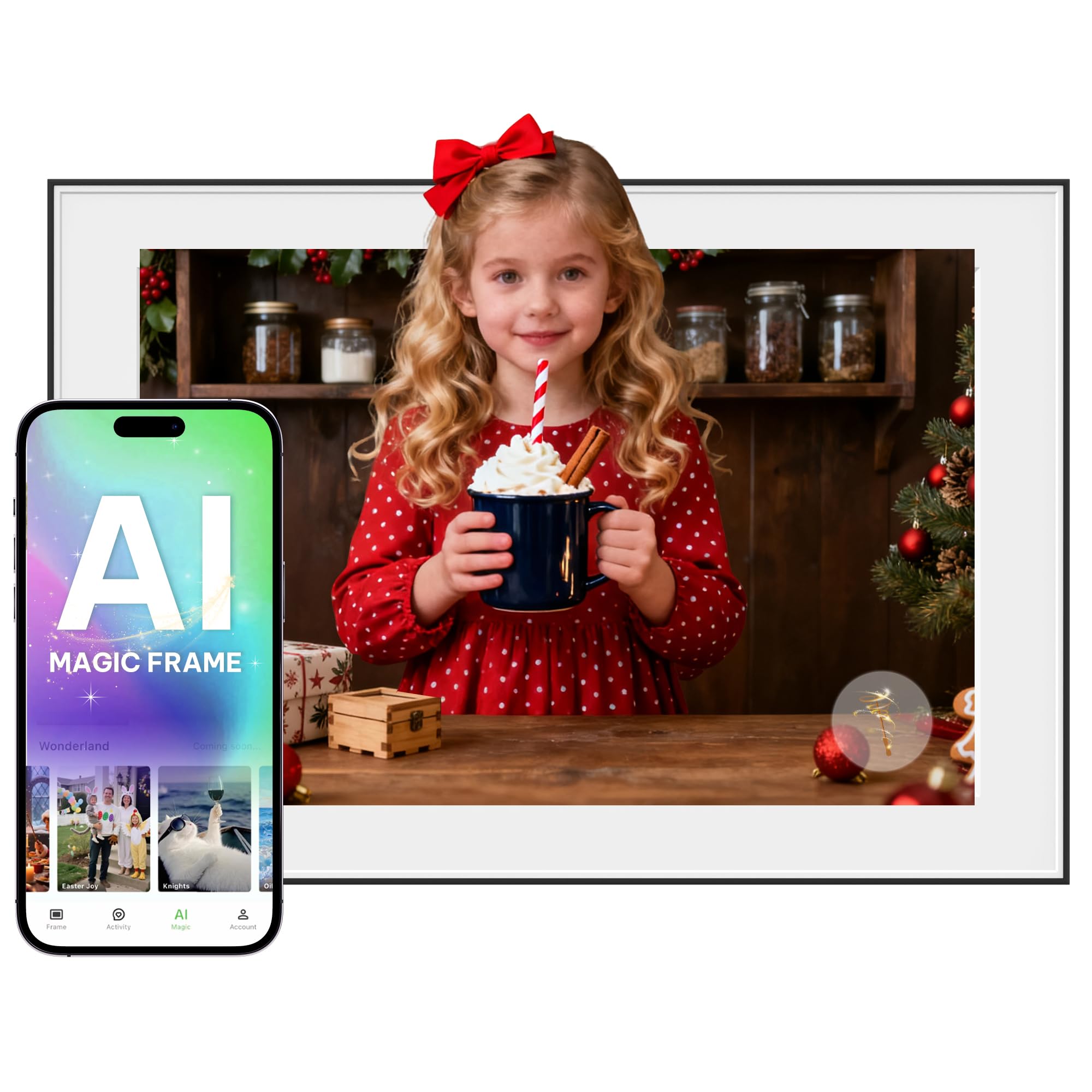 AI Magic Frame 10 1 Full HD Smart Digital Photo Frame with Motion Sensor Dynamic AI Photos Unlimited