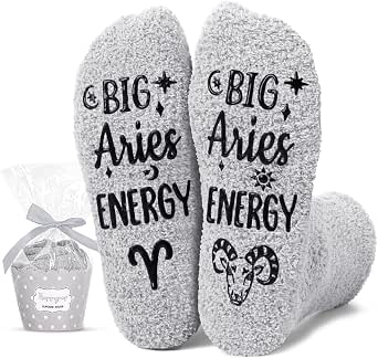 HAPPYPOP Calzini Zodiacali Vergine Con Frase - Peluche Antiscivolo, Confezione Regalo A Forma Di Cupcake, Donna Taglia 39-42