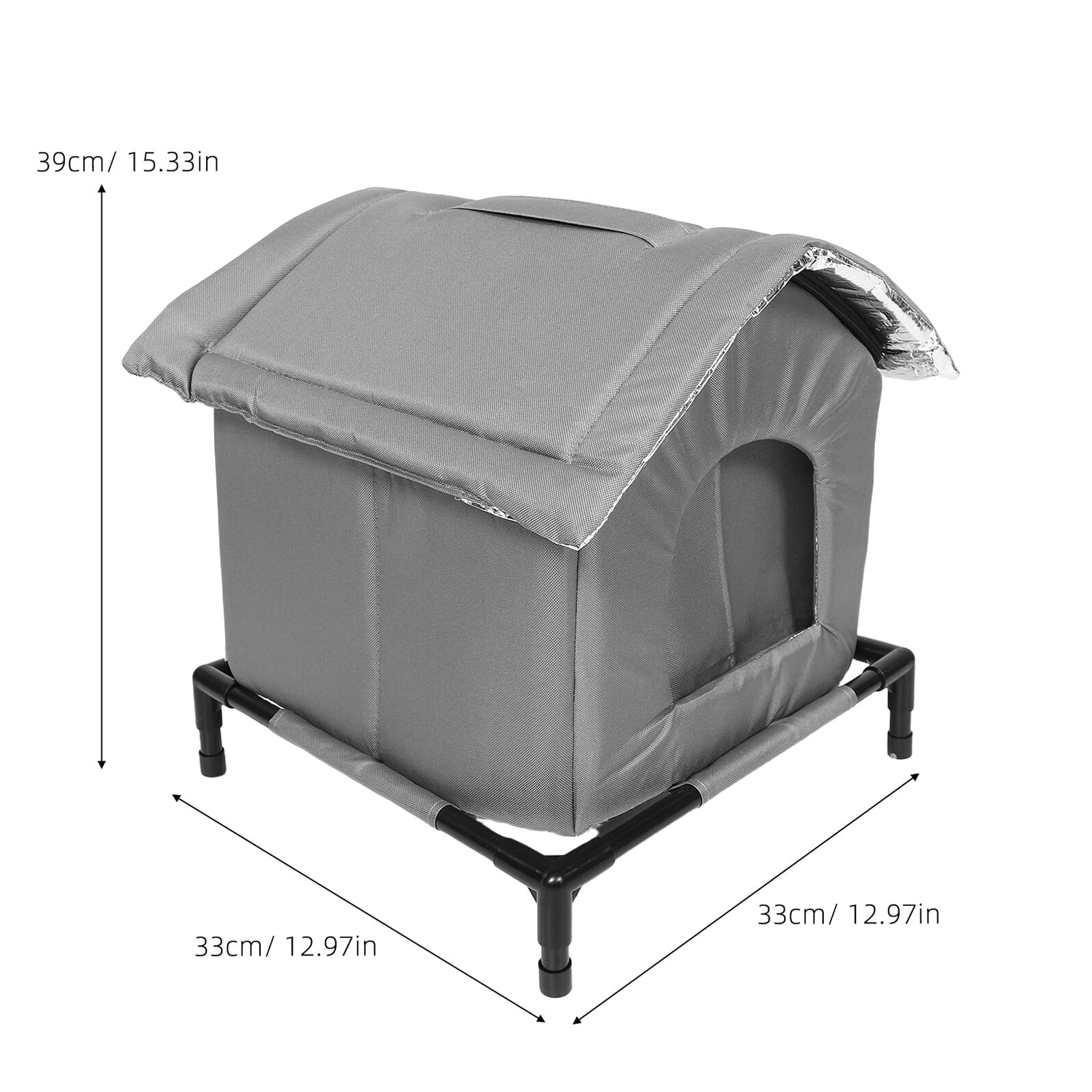 Abaodam Niche à Chat Extérieure Étanche Et Isolée en Tissu Imperméable, Petite Taille Grise, Abri Fermé Protecteur pour Chats Errants, Refuge Hivernal pour Espaces Extérieurs Et Jardins
