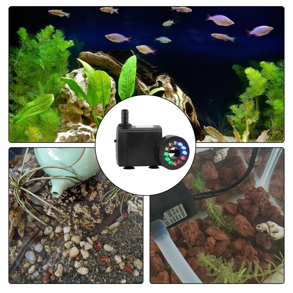 Pompa zanurzeniowa do akwarium, 25 W, 2000 l/h, pompa do akwarium, do akwarium, systemu hydroponiki i ogrodu (z lekką)