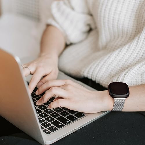 Miniatura 6 de AK Correa de metal compatible con Fitbit Sense 2  Sense BandsFitbit Versa 4  Versa 3 bandas para mujeres y hombres, correa de repuesto magnética de