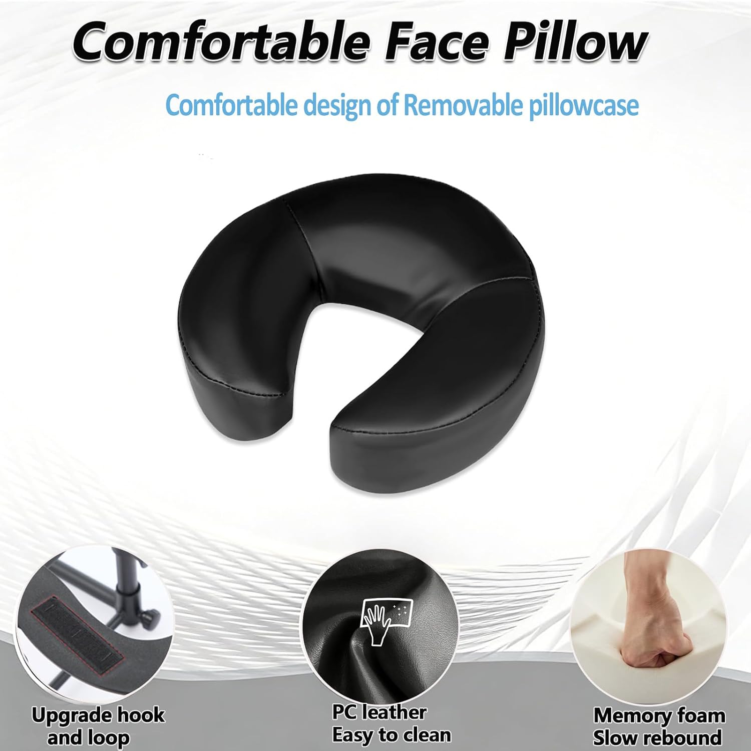 Massage Headrest for Bed,Adjustable Massage Face Cradle at Home,Massage Home Mattress Top Massage Kit for Face Down Pillow After Eye Surgery & Sleeping Mattress (Black)