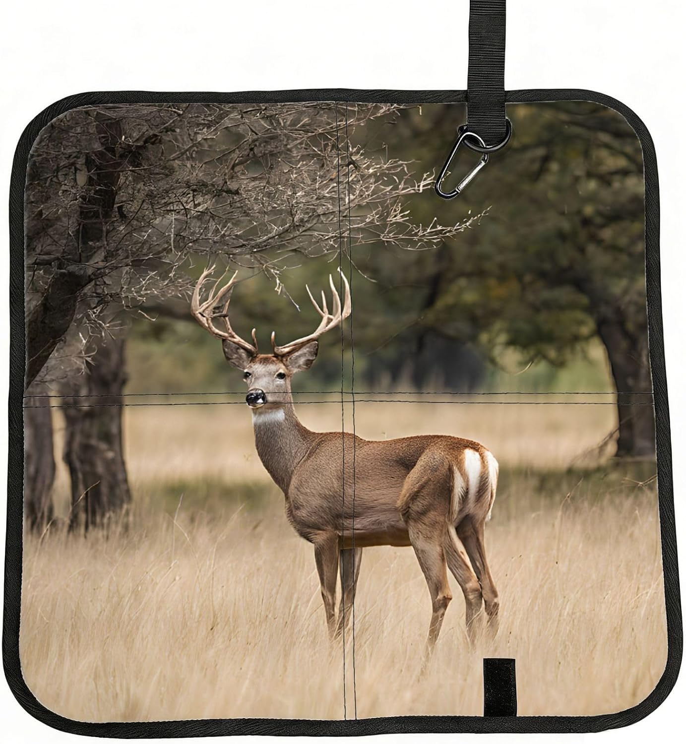 (Free Whitetail Deer) Sitting Pad Foldable Seat Cushion Lightweight Camping Seat Mat with Hook for Outdoor Hiking Picnic Camping