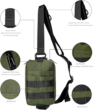 VIPERADE CHS2 Small EDC Sling Bag, Tactical Fanny Pack for Men, Molle Pouch Crossbody Backpack with Adjustable Shoulder Strap, Utility Chest Pouch Bag for Hiking/Traveling/Bush-Craft