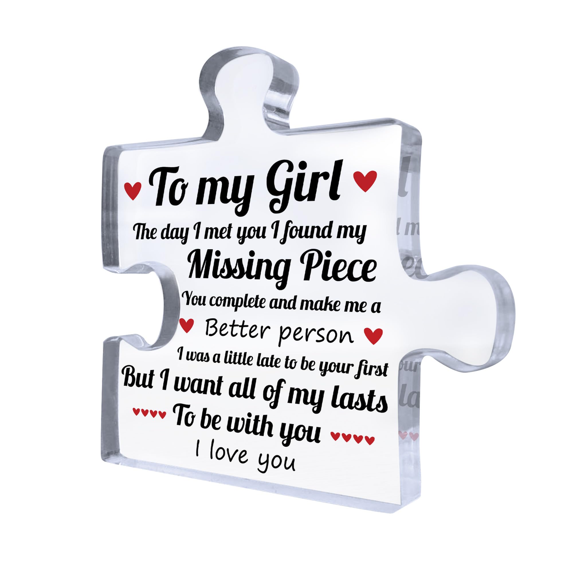 Red Ocean Girlfriend Gifts, Wife Gifts, Birthday Christmas Valentines Gifts for Her, Anniversary Birthday Gifts for Girlfriend Wife Puzzle Shaped Acrylic Plaque Keepsake Love Gifts for Her