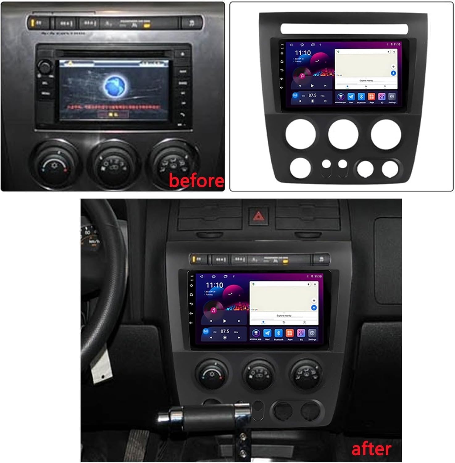 ,H5 4g+64g,9-calowe radio samochodowe Android 15 do H-ummer H3 2005-2010, ekran dotykowy IPS, radio, bezprzewodowe CarPlay, Android Auto, GPS, WiFi, BT, OBD2, DVR, DSP