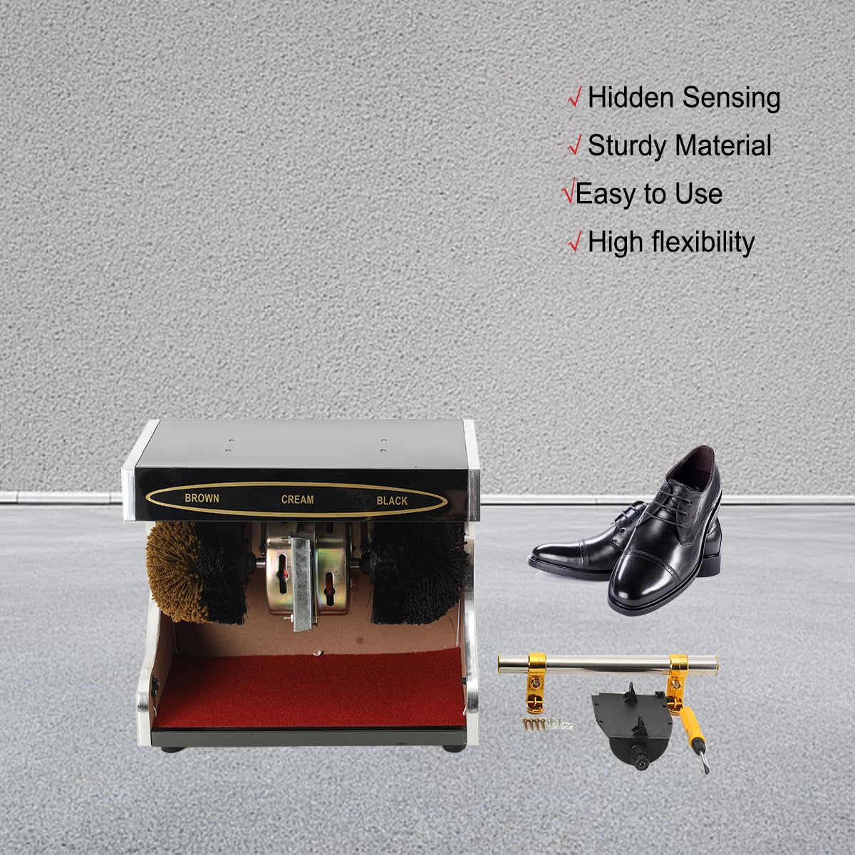 Schuhputzmaschine Schuhputzer 60W 220V, Automatische Schuhputzautomat | Schuhputzgerät Schuhputzstation, Elektrisch Reinigungsbürste Schuhbürste mit 2 Bürsten, 1200U/min