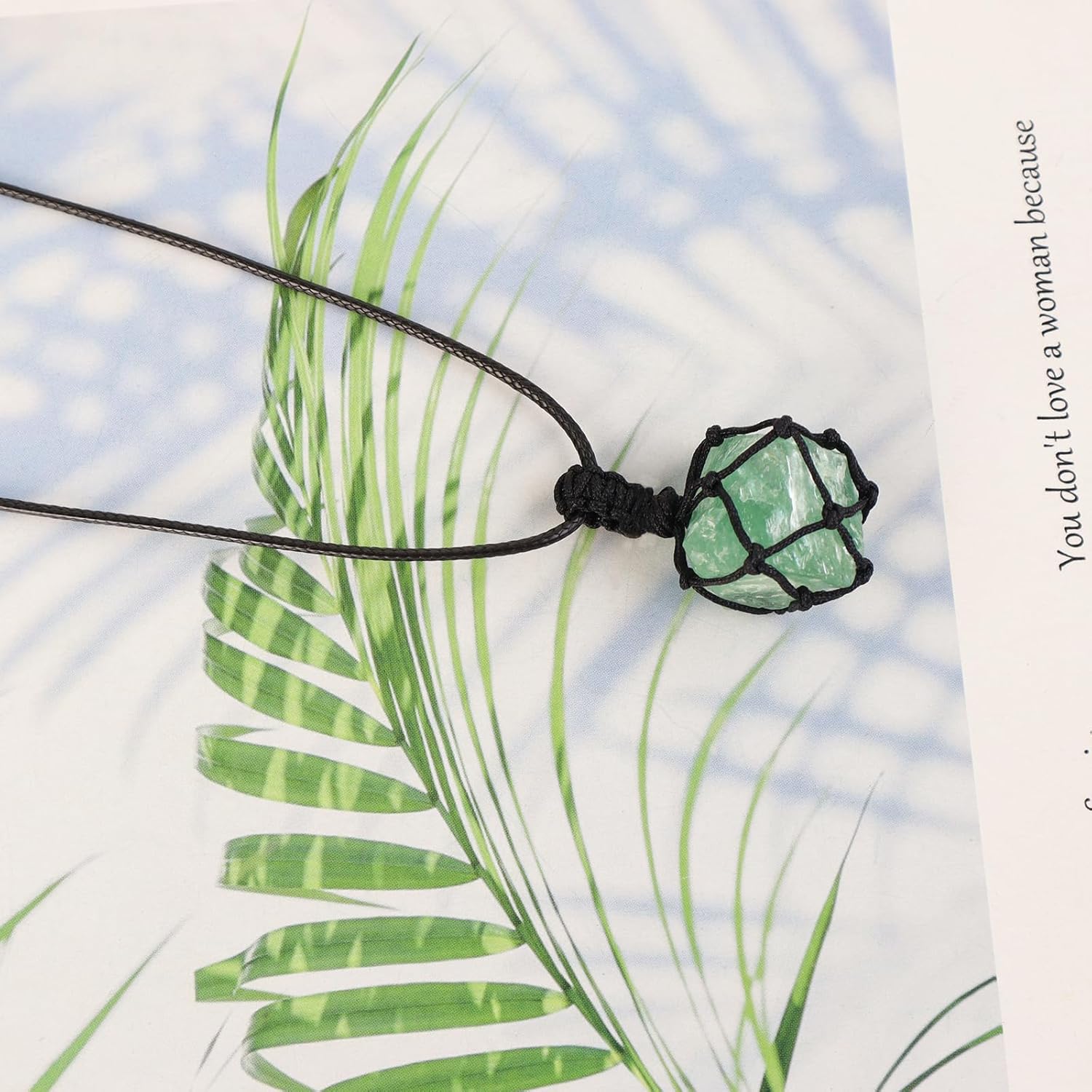 Handmade Natural Gemstone Crystal Pendant Necklace Stone Holder Necklace Cord Net Necklace with Adjustable Length for Women Men - Image 8