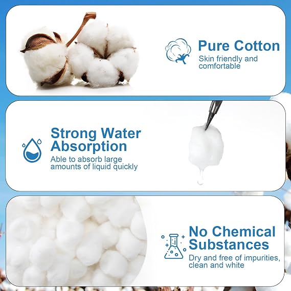 2000 Pcs Soft Cotton Ball Bulk,Organic Medium Cotton Ball