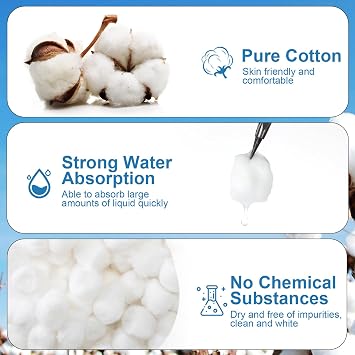 2000 Pcs Soft Cotton Ball Bulk,Organic Medium Cotton Ball