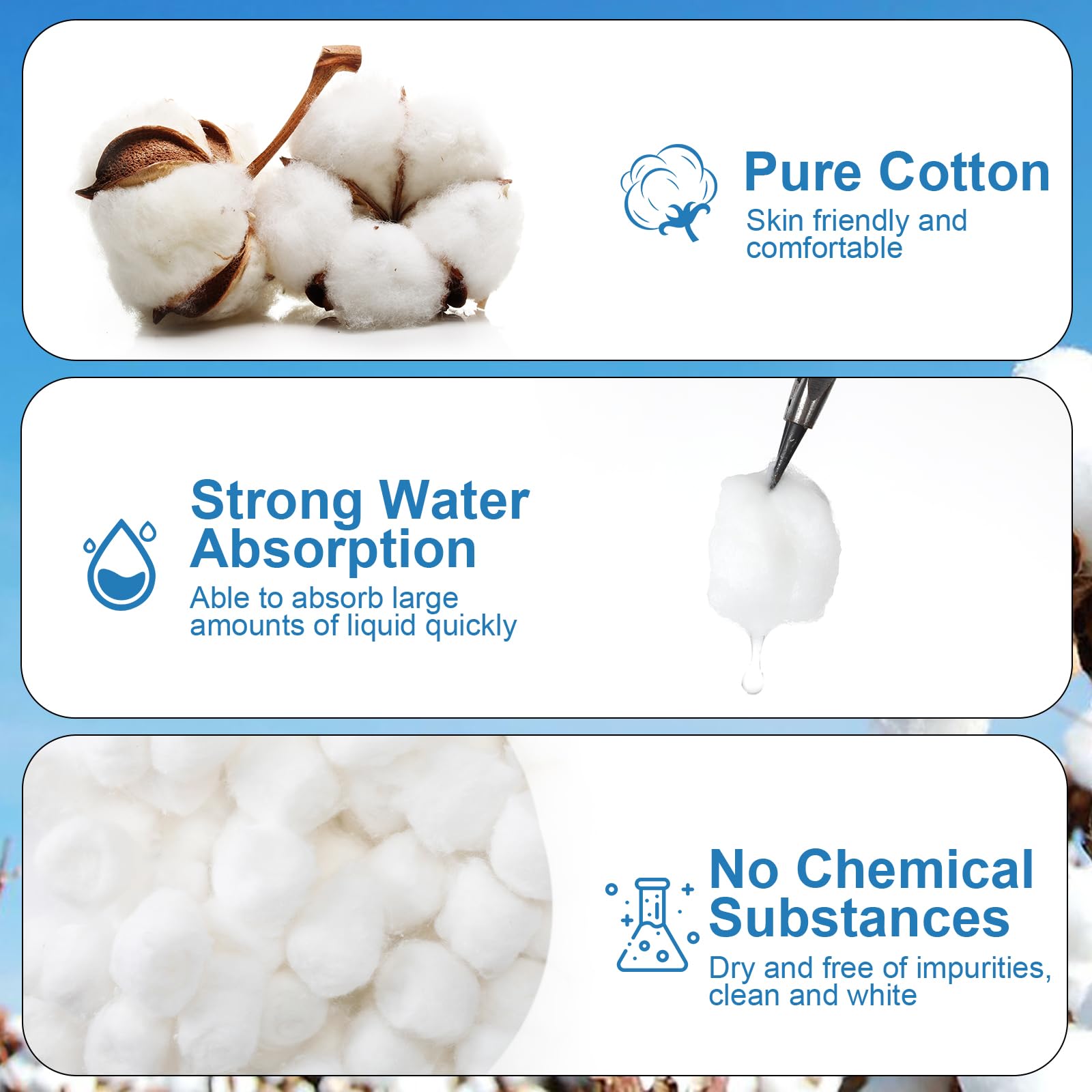4000 bolas de algodón orgánico a granel, suaves, grandes, absorbentes, multiusos, bolas de algodón puro para esmalte de uñas, desmaquillante, aplicar lociones y más
