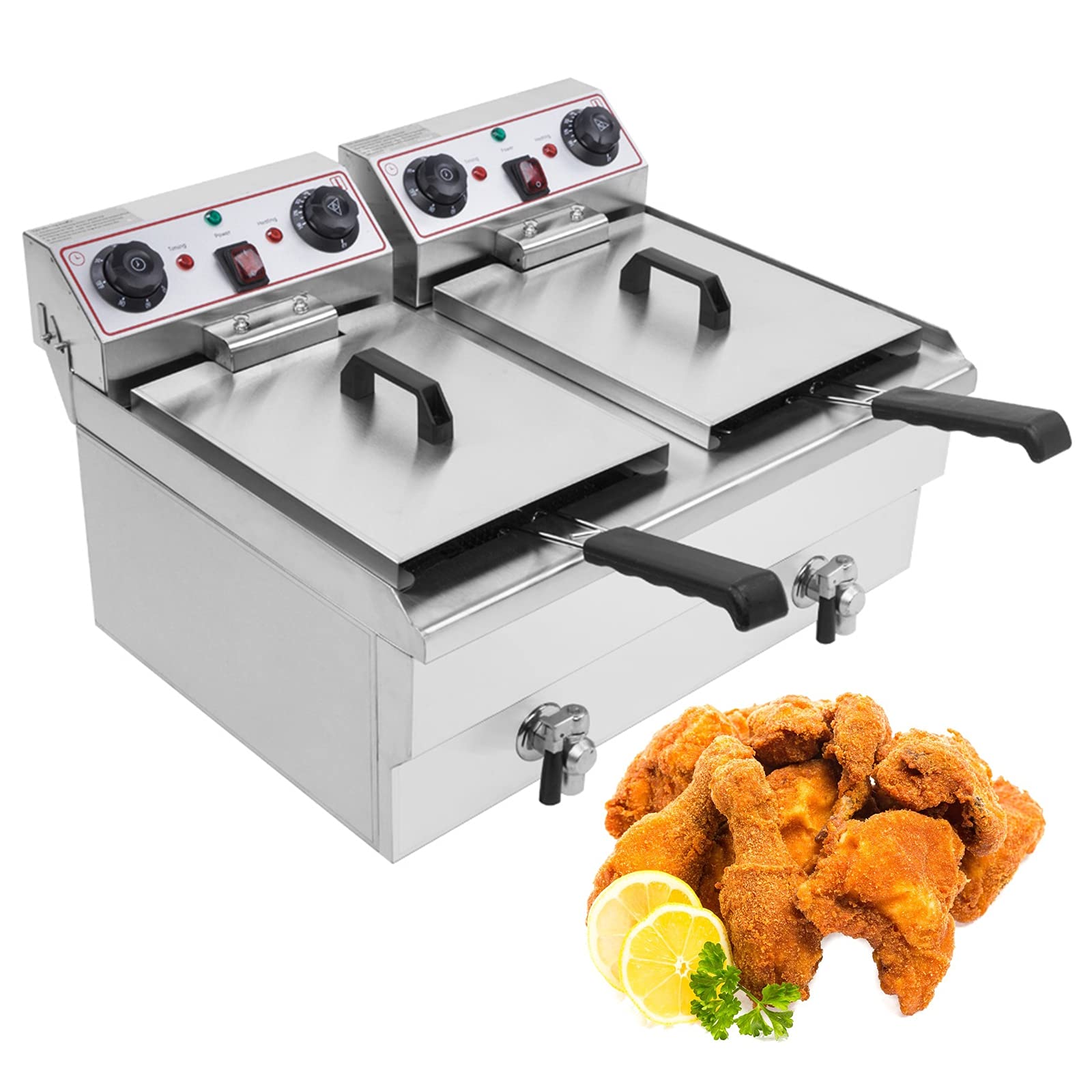Buy Electric Deep Fryer with Removable Baskets Countertop Stainless