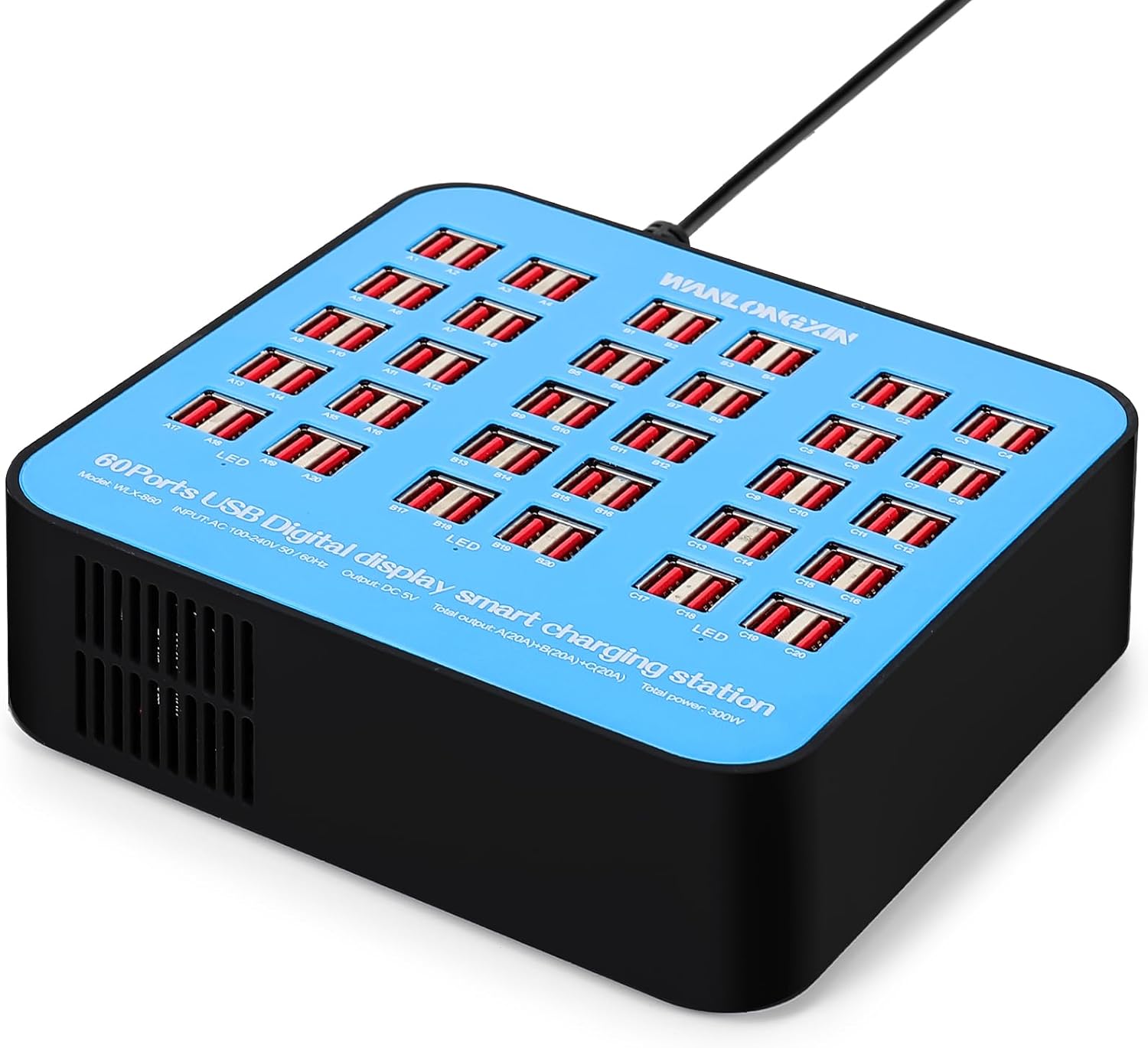 Charging Station, 300W60Port USB Charging Station, Multiple USB Charger Station, Charging Station for Multiple Devices, Multi USB Charging Station, Chargers for Multiple Devices