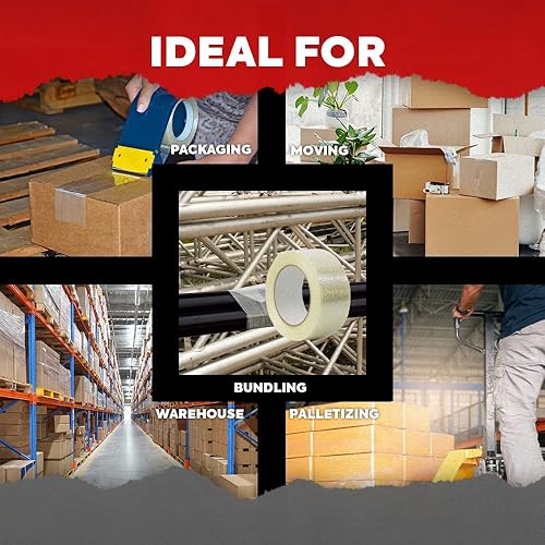 Miniatura 4 de MAT Cinta de fleje de filamento reforzado con fibra de vidrio de grado básico, 34 pulgadas de ancho x 60 yardas (paquete de 48) filamentos que se