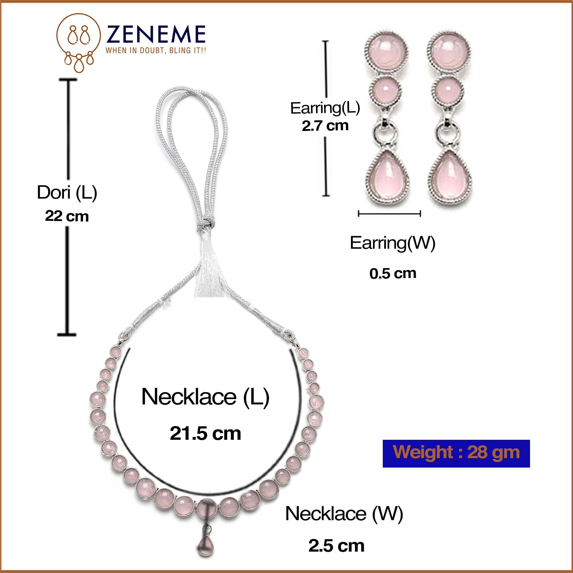 Oxidised Silver-Plated Round American Diamond Necklace Set
