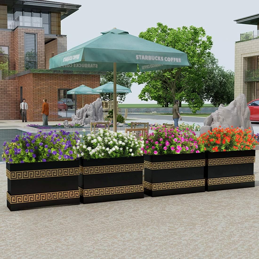 RECUTMS Artificial Flowers, Fake Boxwood Outdoor UV Resistant Plants Artificial Springs Flowers Eucalyptus Greenery Shrubs Bridal Wedding Bouquet for Home Garden Party Wedding Decoration(White) - Image 6