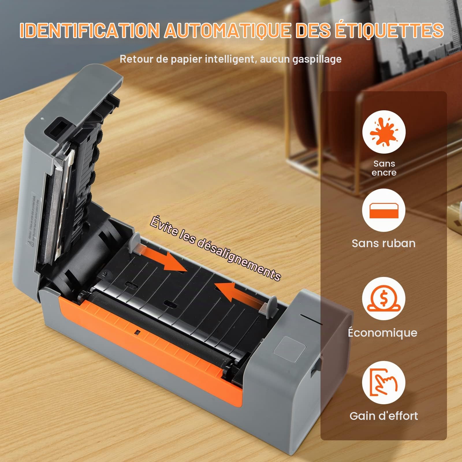 VEVOR Imprimante d'Étiquettes Thermique Direct 4x6 Code à Barres USB Haute Vitesse 150 mm/s 203 dpi pour Colis Expédition Compatible avec Amazon/Ebay/Etsy/UPS Prise en Charge Windows/MacOS/Linux Gris