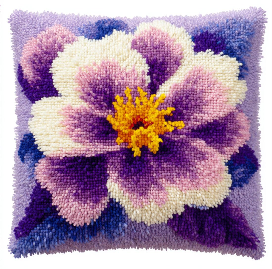 Kitquiver P Latch Hook Cushion Kits Fantasy Flowers Diy Latch Hook Kits Illow Rinted Cushion Crochet Yarn 3D Embroidery Set Illowcase Rug Home Decor 17X17in