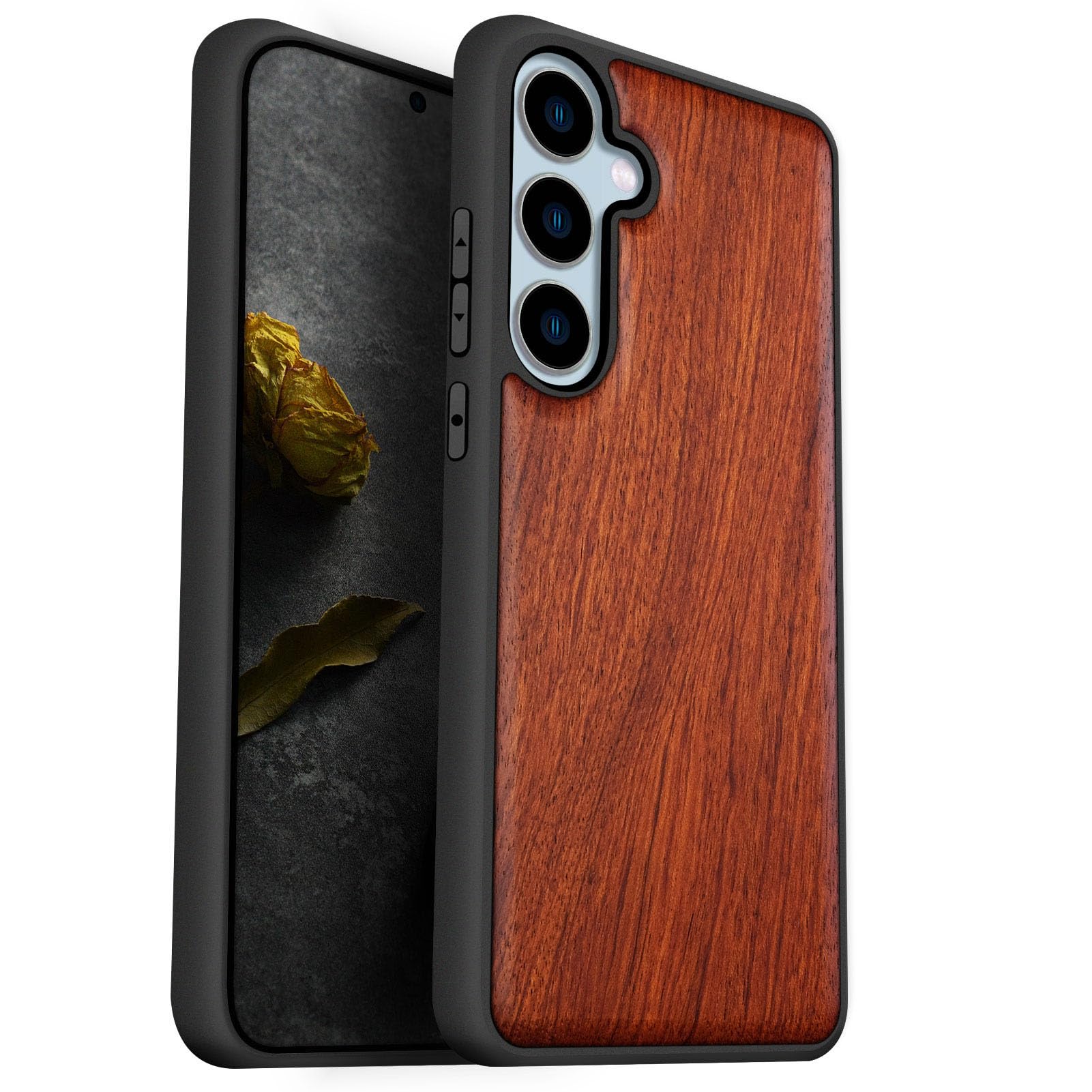 Carveit Wood Case for Galaxy S24 FE Case [Natural Wood & Black Soft TPU] Shockproof Protective Cover Unique Wooden Design Compatible with S24 FE (