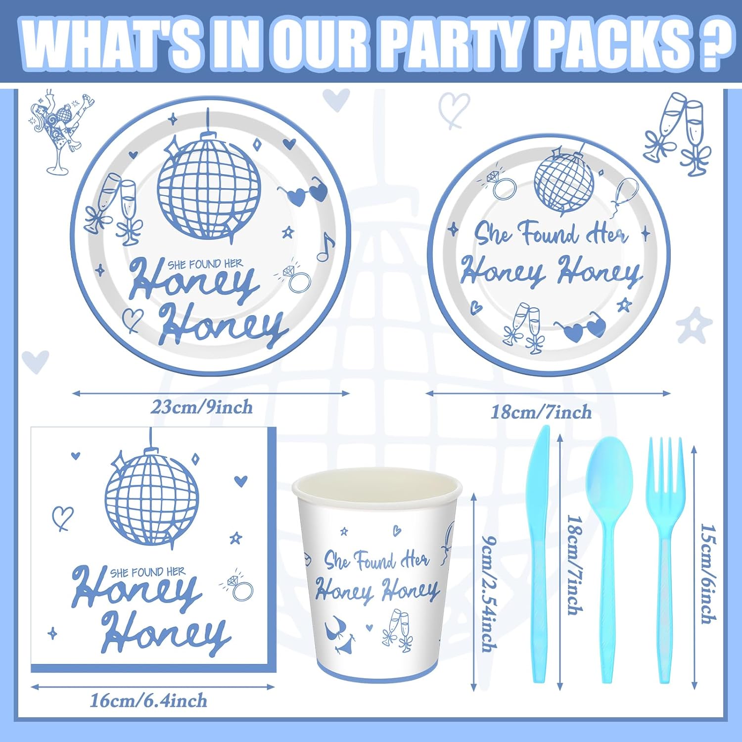 168 Pcs She Found Her Honey Honey Bridal Shower Party Supplies Mamma Mia Bachelorette Party Decoration Last Disco Bachelorette Tableware Set Dancing Queen Disposable Paper Plates Cup for 24