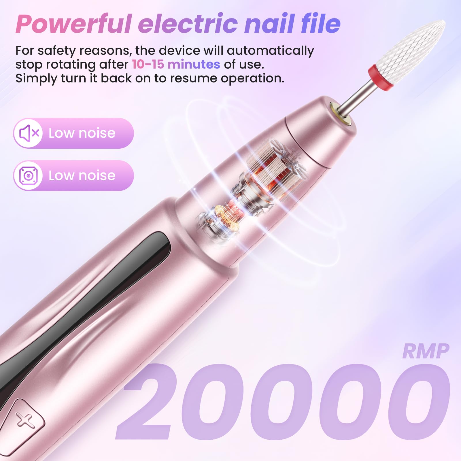 PKBD Elektrische Nagelfeile mit Ladestation, Kabellos Nagelfräser Set 20.000 U/min, 12 in 1 Profi Maniküre und Pediküreset, Nagelfräser Für Gelnägel & Acrylnägel, Nagelformen, Entfernen der Hornität