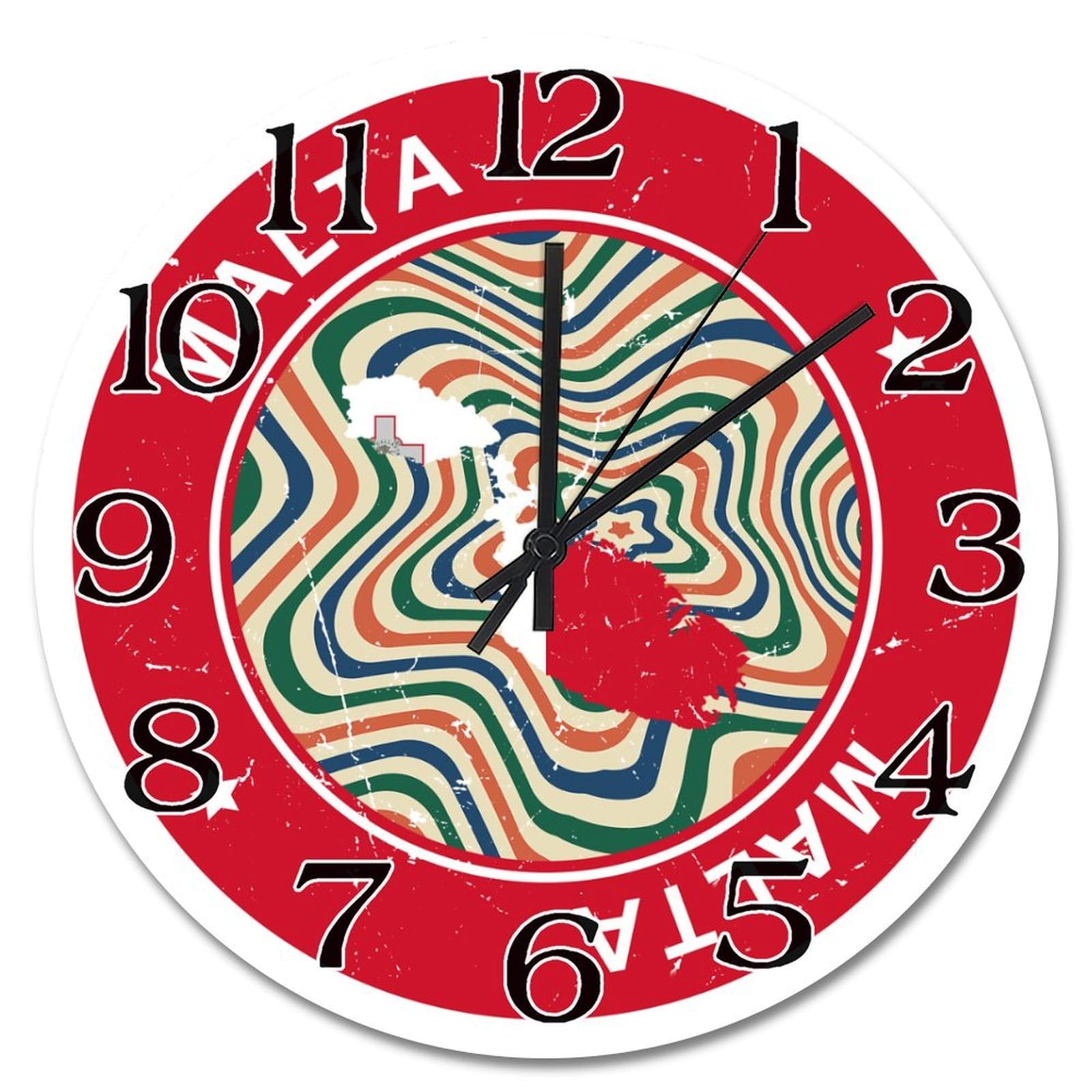 Horloge murale Malte vintage colorée de 30 cm pour décoration salon