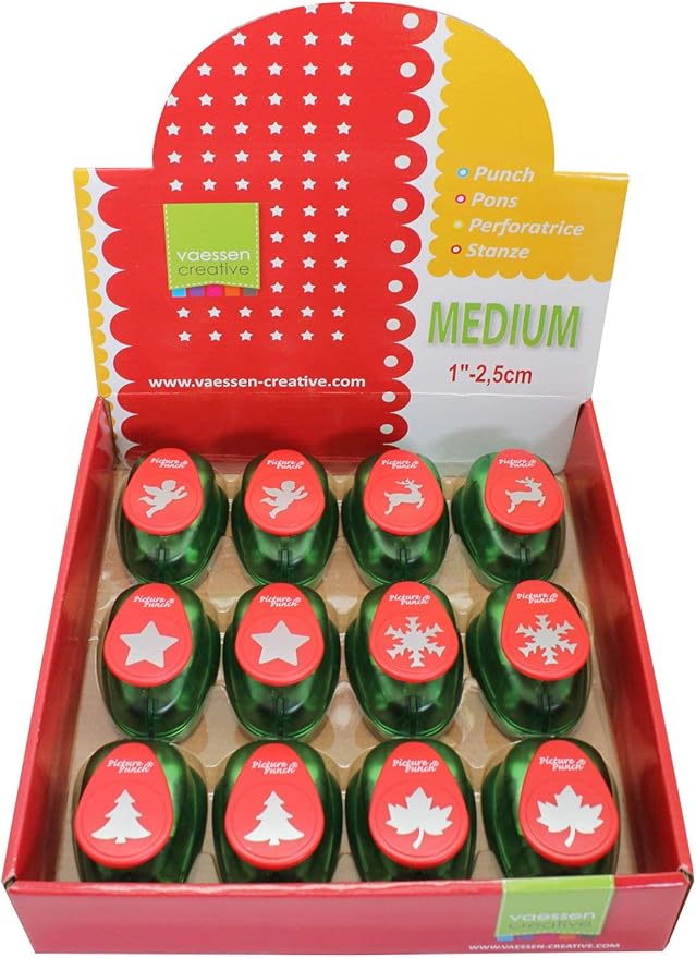 Vaessen Creative Set aus 12 Motivstanzer Weihnachten, Engel, Rentier