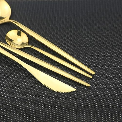 Miniatura 6 de Set de cubiertos Gugrida, juego de cubertería reutilizable, de acero inoxidable 18/10, set de cubiertos reflejantes, ideal para reuniones familiares