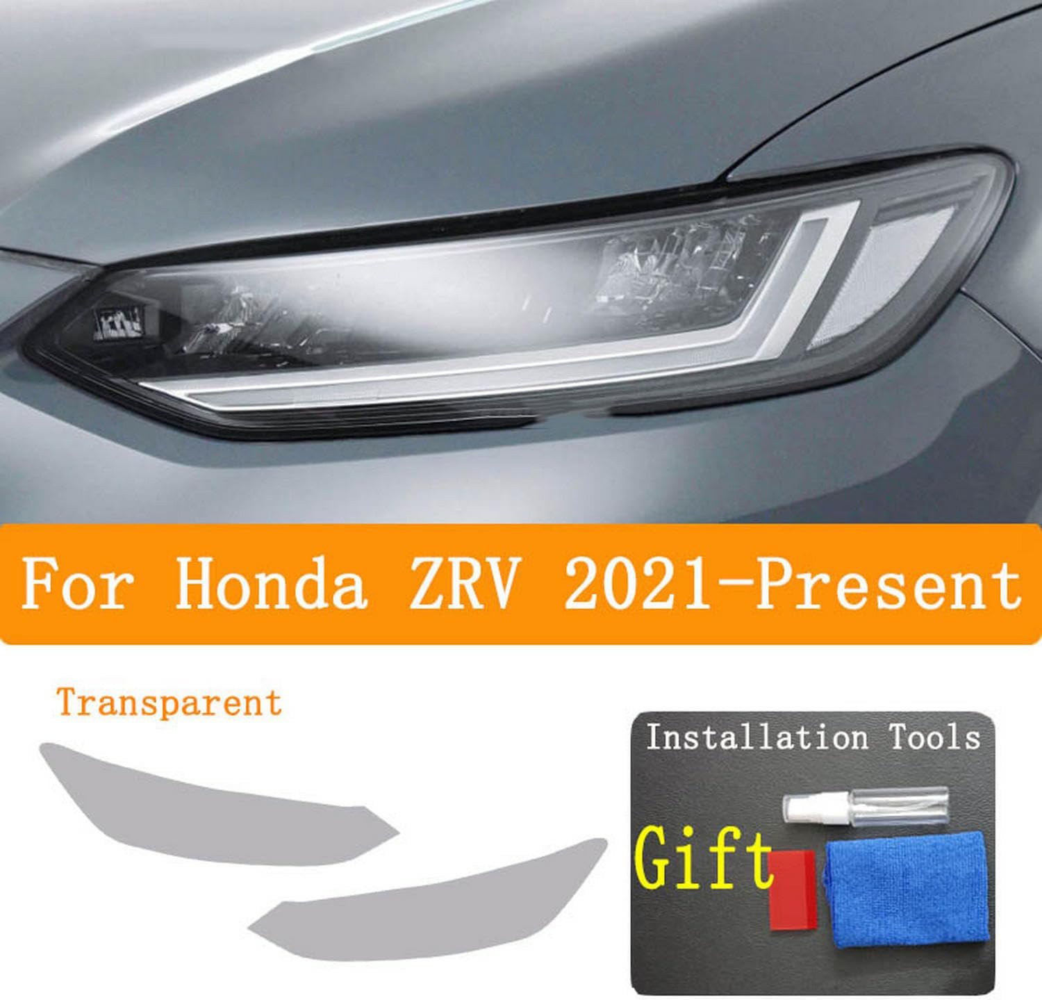 JCAKES Car Headlight Protective Film Headlamp Restoration Transparent Black TPU Sticker，for Honda ZRV 2021-2023 Accessories, Headlights, Blackened